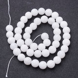 Natural White Jade Beads Strands, Dyed & Heated, Round, White, 8mm, Hole: 1mm, about 50pcs/strand, 16 inch