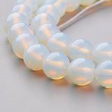 16 inch long Opalite Loose Beads, Opal Round Beads Strands, White, 8mm, Hole: 1mm, about 49pcs/strand, 15 inch