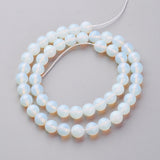 16 inch long Opalite Loose Beads, Opal Round Beads Strands, White, 8mm, Hole: 1mm, about 49pcs/strand, 15 inch