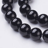 Natural Black Onyx Round Beads Strands, Grade A, Dyed, 8mm, Hole: 1mm, about about 48~52pcs/strand, 15~15.5 inch