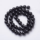 Natural Black Onyx Round Beads Strands, Grade A, Dyed, 8mm, Hole: 1mm, about about 48~52pcs/strand, 15~15.5 inch