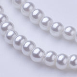 Glass Pearl Beads Strands, Pearlized, Round, White, Size: about 3~4mm in diameter, hole: 1mm, about 220~230pcs/str