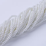 Glass Pearl Beads Strands, Pearlized, Round, White, Size: about 3~4mm in diameter, hole: 1mm, about 220~230pcs/str