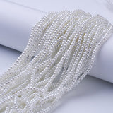 Glass Pearl Beads Strands, Pearlized, Round, White, Size: about 3~4mm in diameter, hole: 1mm, about 220~230pcs/str