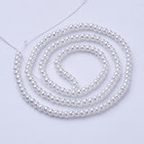 Glass Pearl Beads Strands, Pearlized, Round, White, Size: about 3~4mm in diameter, hole: 1mm, about 220~230pcs/str