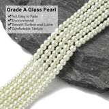 Eco-Friendly Dyed Glass Pearl Round Bead Strands, Cotton Cord Threaded, White, 4~4.5mm, Hole: 0.7~1.1mm, about 104pcs/strand, 15 inch