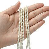 Eco-Friendly Dyed Glass Pearl Round Bead Strands, Cotton Cord Threaded, White, 4~4.5mm, Hole: 0.7~1.1mm, about 104pcs/strand, 15 inch