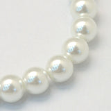 Baking Painted Glass Pearl Bead Strands, Pearlized, Round, White, 3~4mm, Hole: 0.5mm, about 195pcs/strand, 23.6 inch
