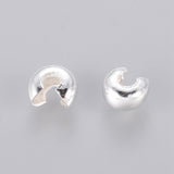 Iron Crimp Beads Covers, Cadmium Free & Nickel Free & Lead Free, Silver Color Plated, 4mm In Diameter, Hole: 1.5~1.8mm, 100pc/Set