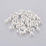 Iron Crimp Beads Covers, Cadmium Free & Nickel Free & Lead Free, Silver Color Plated, 4mm In Diameter, Hole: 1.5~1.8mm, 100pc/Set