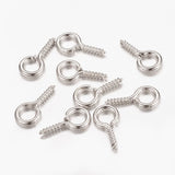 Iron Screw Eye Pin Peg Bails, For Half Drilled Beads, Platinum, 13x6.5x1.5mm, Hole: 4mm, Pin: 1.5mm, 500pc/Set