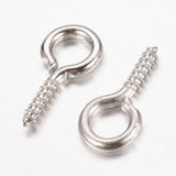 Iron Screw Eye Pin Peg Bails, For Half Drilled Beads, Platinum, 13x6.5x1.5mm, Hole: 4mm, Pin: 1.5mm, 500pc/Set