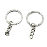 Iron Split Key Rings, Keychain Clasp Findings, Platinum, 50mm, 50pc/Set