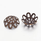 Antique Bronze Iron Flower Bead Caps, Fancy Bead Caps, Nickel Free, 9x4mm, Hole: 1mm, about 100pcs/10g