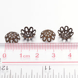 Antique Bronze Iron Flower Bead Caps, Fancy Bead Caps, Nickel Free, 9x4mm, Hole: 1mm, about 100pcs/10g