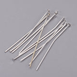 Jewelry Findings, Cadmium Free & Lead Free, Iron Flat Head Pins, Silver, 45x0.75~0.8mm, 20 Gauge, about 510pcs/100g, Head: 2mm