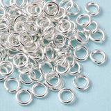 Brass Open Jump Ring Jewelry Components, Cadmium Free & Lead Free, Silver Color Plated, 18 Gauge, 5x1mm, Inner Diameter: 3mm, about 120pcs/10g, 10g/Set