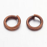 90pcs Red Copper Color Brass Jump Rings, Cadmium Free & Lead Free, Open Jump Rings, 18 Gauge, 6x1mm, Inner Diameter: 4mm, about 90pcs/10g, 10g/Set