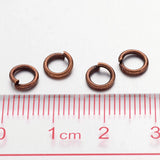 90pcs Red Copper Color Brass Jump Rings, Cadmium Free & Lead Free, Open Jump Rings, 18 Gauge, 6x1mm, Inner Diameter: 4mm, about 90pcs/10g, 10g/Set