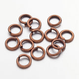 90pcs Red Copper Color Brass Jump Rings, Cadmium Free & Lead Free, Open Jump Rings, 18 Gauge, 6x1mm, Inner Diameter: 4mm, about 90pcs/10g, 10g/Set