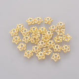 Tibetan Style Alloy Bead Caps, 5-Petal, Golden, Cadmium Free & Lead Free, 7.5x3mm, Hole: 2mm, 200pc/Set