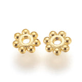 Tibetan Style Alloy Daisy Spacer Beads, Cadmium Free & Nickel Free & Lead Free, Flower, Golden, 4x1.5mm, Hole: 1mm, 500pcs/Set