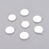 Brass Pendant Cabochon Settings, Plain Edge Bezel Cups, Lead Free & Cadmium Free, Silver Color Plated, Tray: 12mm, 17x14x2mm, Hole: 1.5mm, 20pc/Set