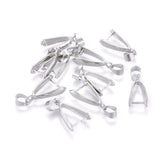 Platinum Plated Brass Pendant Ice Pick Pinch Bails, Cadmium Free & Nickel Free & Lead Free, 19x10x4mm, Hole: 4mm, 10pc/Set