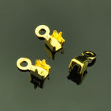 Brass Cup Chain Ends, Rhinestone Cup Chain Connector, Golden, 7x3mm, Hole: 1mm, Inner Diameter: about 2.8mm, 100pc/Set