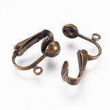 Brass Clip-on Earring Findings, Nickel Free, Antique Bronze, 17x14x7mm, Hole: 1mm, 10pc/Set