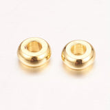 Real 18K Gold Plated Brass Spacer Beads, Nickel Free, Flat Round, 4x1.5mm, Hole: 1.5mm, 50pc/Set