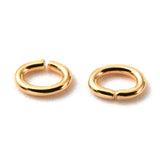 Brass Open Jump Rings, Long-Lasting Plated, Oval, Real 18K Gold Plated, 21 Gauge, 4x3x0.7mm, Inner Diameter: 1.5x2.5mm, 50pc/Set