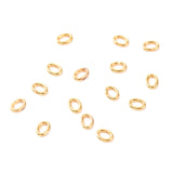 Brass Open Jump Rings, Long-Lasting Plated, Oval, Real 18K Gold Plated, 21 Gauge, 4x3x0.7mm, Inner Diameter: 1.5x2.5mm, 50pc/Set