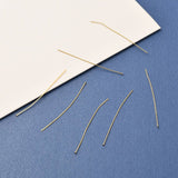 Brass Flat Head Pins, Long-Lasting Plated, Real 18K Gold Plated, 51x0.5mm, 24 Gauge, Head: 1.5mm, 50pc/Set