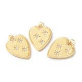 Rack Plating Brass Micro Pave Cubic Zirconia Pendants, Long-Lasting Plated, Cadmium Free & Lead Free, Heart with Star, Real 18K Gold Plated, 24x18.5x2mm, Hole: 3mm