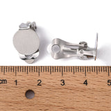 Brass Clip-on Earring Findings, with Round Flat Pad, Platinum Color, Size: about 12mm wide, 16mm long, 4.3mm high, hole: 3mm, 10pc/Set