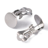 Brass Clip-on Earring Findings, with Round Flat Pad, Platinum Color, Size: about 12mm wide, 16mm long, 4.3mm high, hole: 3mm, 10pc/Set