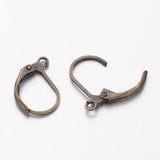 Antique Bronze Tone Brass Leverback Earring Findings, with Loop, Nickel Free, 15x10mm, Hole: 1mm, 20pcs/Set