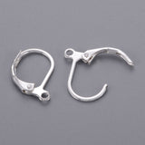 Brass Leverback Earring Findings, with Loop, Nickel Free, Silver Color Plated, 15x10mm, Hole: 1mm, 20pcs/Set