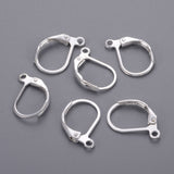 Brass Leverback Earring Findings, with Loop, Nickel Free, Silver Color Plated, 15x10mm, Hole: 1mm, 20pcs/Set