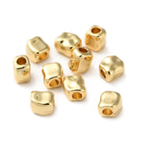 Rack Plating Brass Spacer Beads, Long-Lasting Plated, Lead Free & Cadmium Free, Textured Rectangle, Real 18K Gold Plated, 5x5x4mm, Hole: 2mm, 10pc/Set