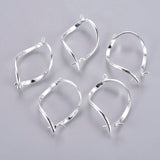 Silver Color Plated Brass Ice Pick Pinch Bails, Twist, Nickel Free, about 11mm wide, 31~33mm long, hole: 2mm, 2pc/Set