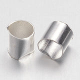 Brass Crimp Beads, Tube, Cadmium Free & Nickel Free & Lead Free, Silver Color Plated, 3x3mm, Hole: 2.5mm, 400pcs/10g