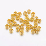 Brass Crimp Beads, Rondelle, Golden, 2x3mm, Hole: 2mm, 200pcs/Set