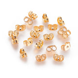 Real 18K Gold Plated Brass Ear Nuts, Friction Earring Backs for Stud Earrings, Lead Free & Cadmium Free & Nickel Free, 6x4.5x3mm, Hole: 0.8mm, 20pc/Set