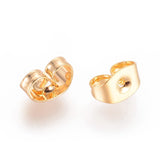 Real 18K Gold Plated Brass Ear Nuts, Friction Earring Backs for Stud Earrings, Lead Free & Cadmium Free & Nickel Free, 6x4.5x3mm, Hole: 0.8mm, 20pc/Set