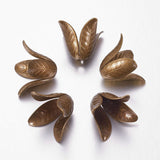 Antique Bronze 4-Petal Brass Flower Bead Caps, Cadmium Free & Nickel Free & Lead Free, 17x22mm, Hole: 2.5mm, 5pc/Set