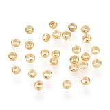 Brass Crimp Beads, Long-Lasting Plated, Rondelle, Light Gold, 2x1.5mm, Hole: 1mm, about 500pcs/5g