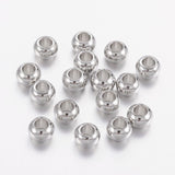 Brass Spacer Beads, Rondelle, Platinum Color, Size: about 6mm in diameter, 4mm thick, hole: 3mm, 50pc/Set