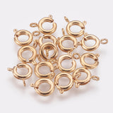 Brass Spring Ring Clasps, DIY Jewelry Fastener Hook, Nickel Free, Real 18K Gold Plated, 10x7x2mm, Hole: 1.5mm, 20pc/Set